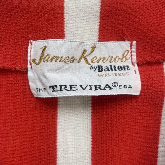 James Kenrob 60s Women's Top Medium Retro Sleeveless Red Stripes TREVIRA ERA - Picture 2 of 7